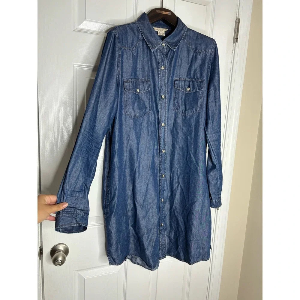 French Connection Chambray long sleeve shirt button up dress